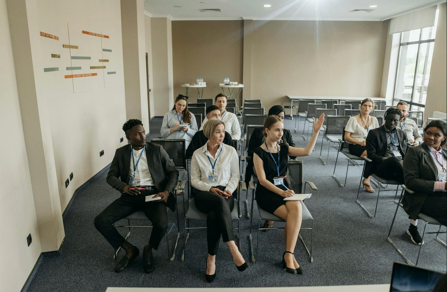 Professional business event venue discussion